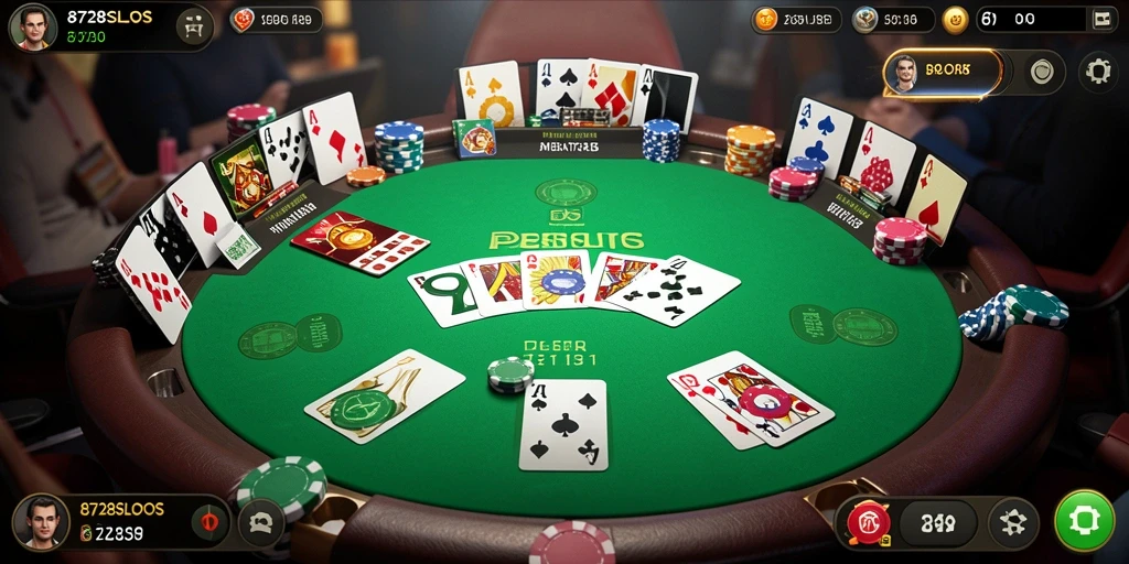 Tampilan gameplay Poker seru di 8728SLOTS.