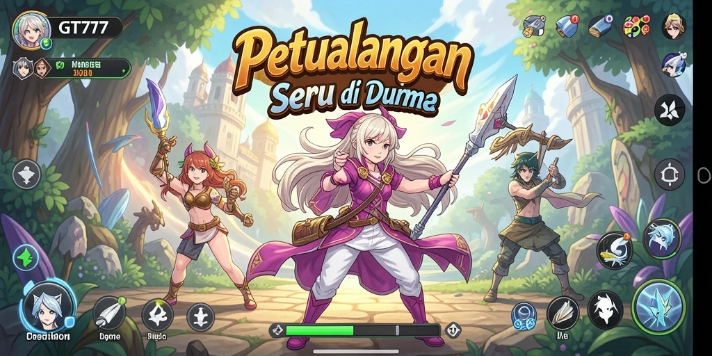 Tampilan gameplay GT777 yang mengasyikkan dengan karakter anime favorit.