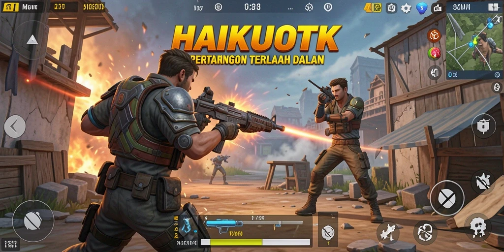 Tampilan gameplay HAIKUOTK yang seru di medan tempur Battle Royale.