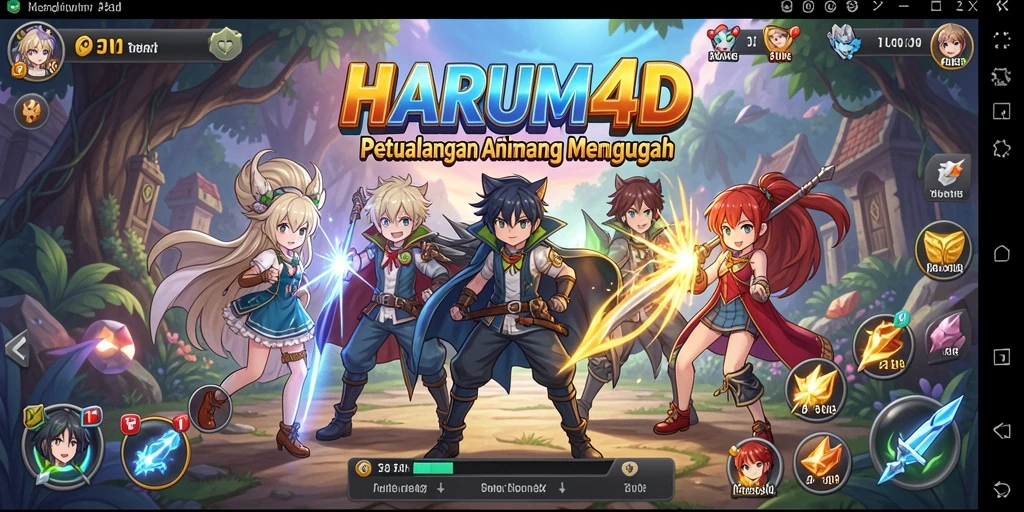Tampilan menarik dari gameplay HARUM4D di dunia Anime.