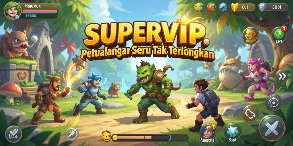 Tampak layar gameplay petualangan yang menegangkan di SUPERVIP.