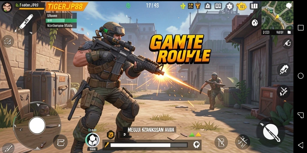 Tampilan gameplay seru di TIGERJP88 dengan banyak pemain berjuang untuk bertahan.