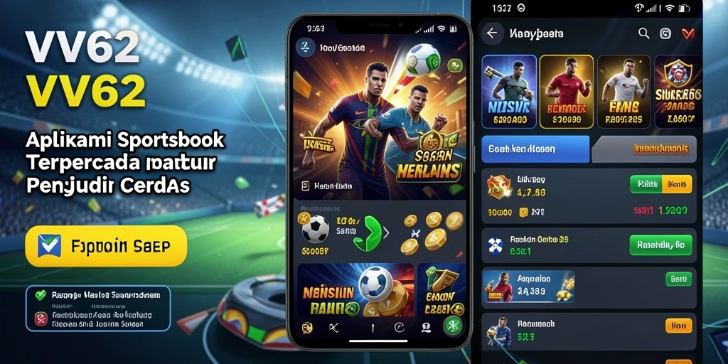 Screenshot utama VV62 menampilkan antarmuka taruhan olahraga yang menarik.